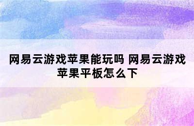 网易云游戏苹果能玩吗 网易云游戏苹果平板怎么下